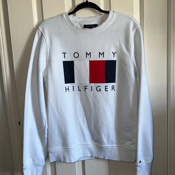 Tommy Hilfiger Long Sleeve White Crewneck Swearshirt Men 78J7731 - Picture 2 of 10